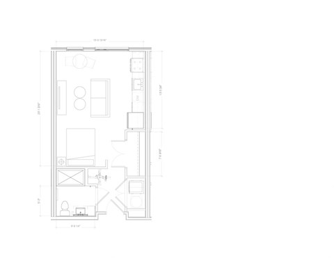 Floor plan for studio, 1 bath, 446 sqft